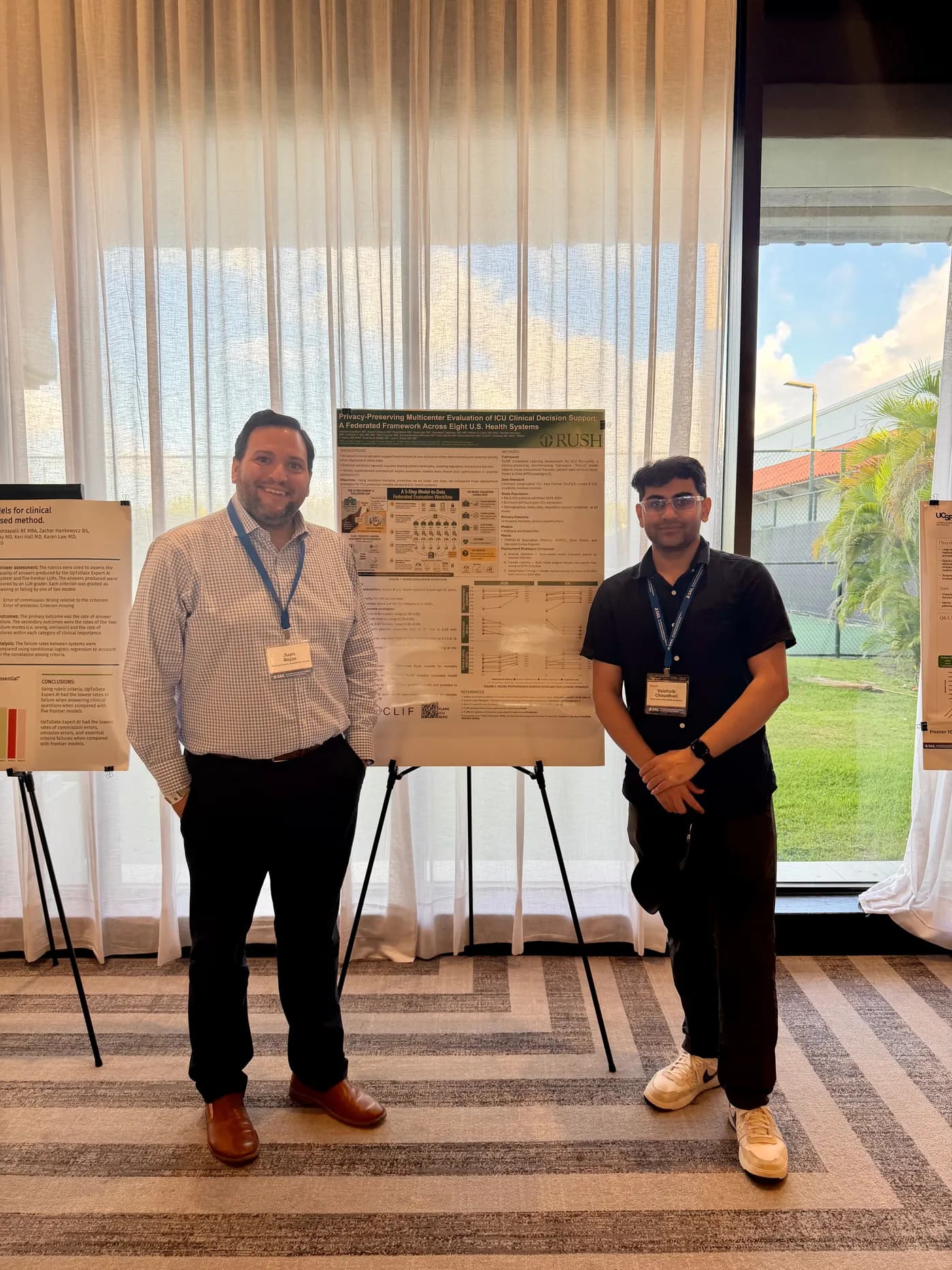 J.C. Rojas and Vaishvik Chaudhari at their SAIL 2026 poster in Río Grande, Puerto Rico